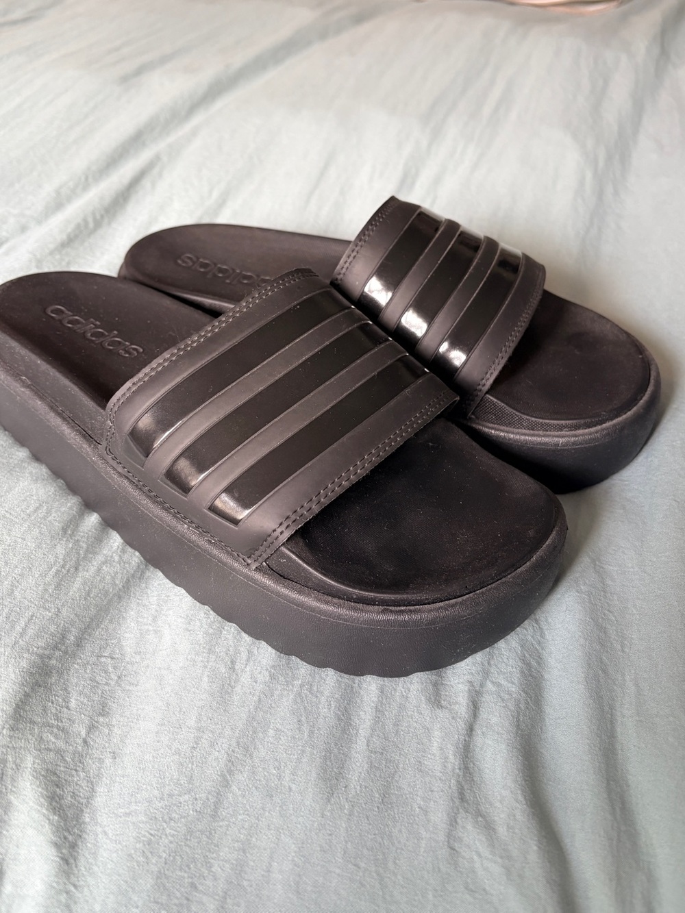 adidas Women's Black Platform Slide Sandals